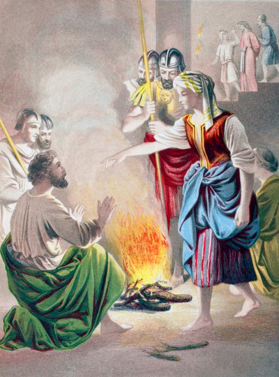 Peter Denies Knowing Jesus When Asked by the High Priest